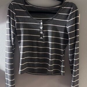 Striped Gray Long Sleeve Top